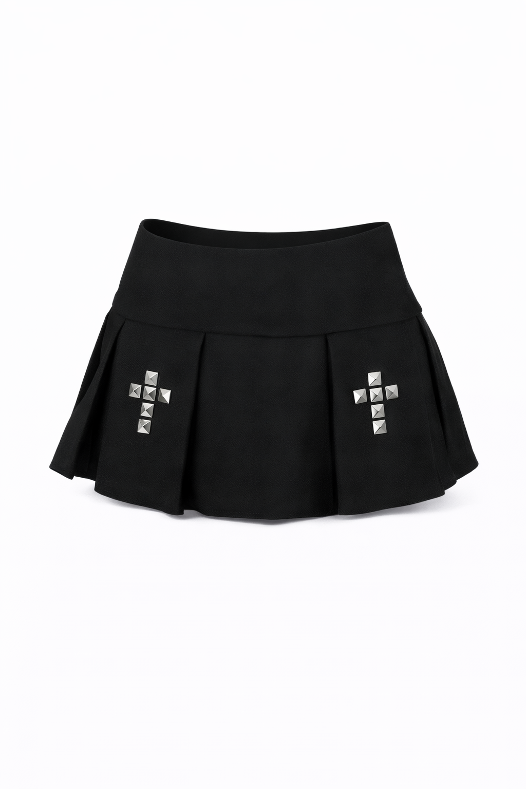 Crucifix Stud Pleated Mini Skirt