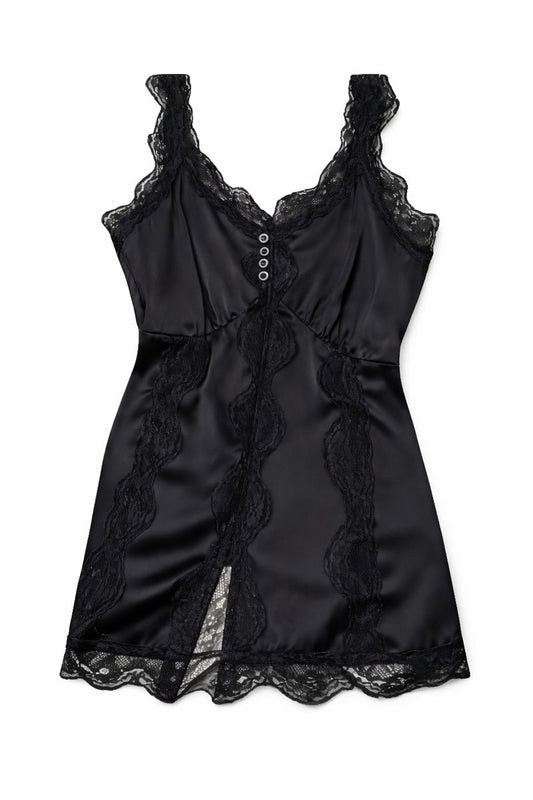 Lace Satin Chemise Dress