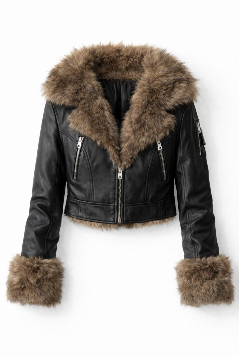 Cropped Fur-Trim Jacket