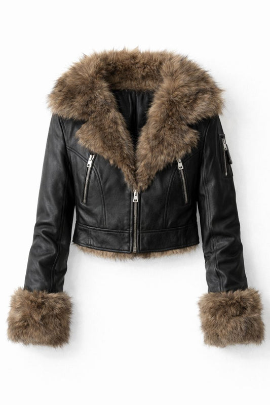 Cropped Fur-Trim Jacket