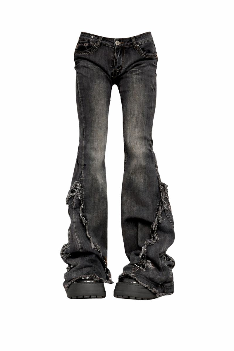 Distressed Flare Denim Jeans