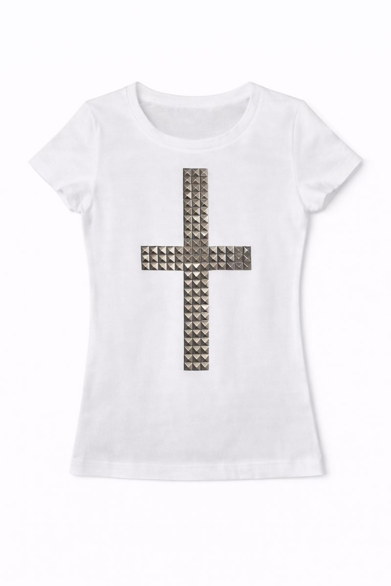 Studded Cross Short Sleeve Top