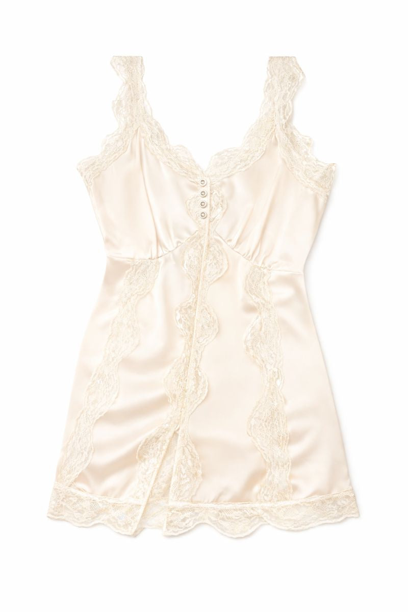 Lace Satin Chemise Dress