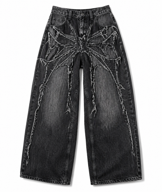 Phantom Web Oversized Denim – Black Grey