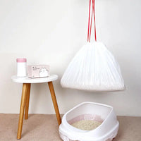 1/2/3/5Rolls Disposable Cat Litter Bags Disposable Pet Waste Bag with Drawstring Quick Clean Portable Cat Litter Box Liners Bag
